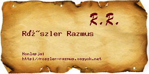Röszler Razmus névjegykártya